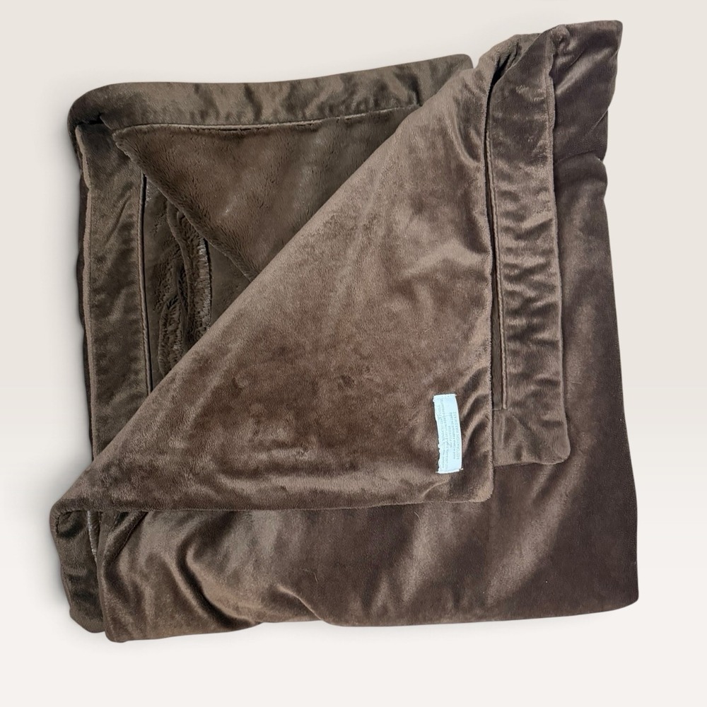 Restoration Hardware Faux Fur Throw Blanket Espresso Brown Plush Soft 45"x65"